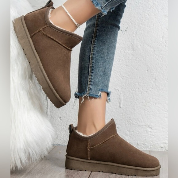 Brown Fur Lined Thermal Ankle Winter Boot - Picture 5 of 6